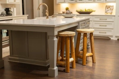 Rustic Pine and Cedar Log Bar Stool Cabin Furniture - Image 1 of 4