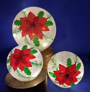 Weihnachtsstern Blume 3er Set beleuchtete Perlen Glaskugeln Valerie Par Hill LESEN - Bild 1 von 15