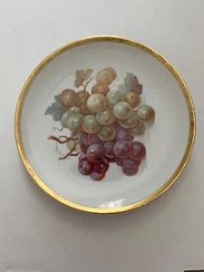 BAVARIAN E&R GOLD CROWN 1886 JAEGER ORCHARD FRUIT PLATE 7" GOLD RIM - Picture 1 of 3