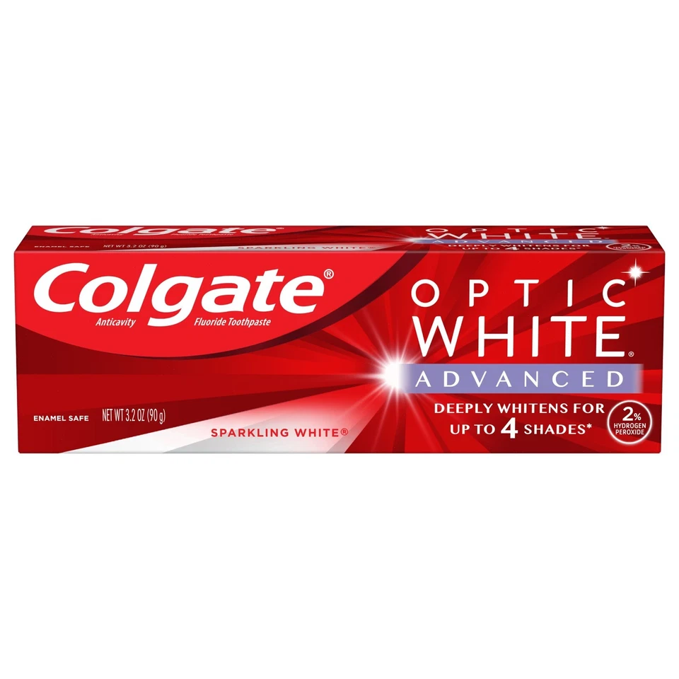 PLUS WHITE COLGATE OPTIC WHITE ADVANCED TOOTHPASTE SPARKLING WHITE 3 OZ