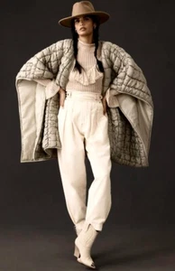 Anthropologie Oversized Puffer Kimono Quilted Modal Moss Green One Size NEW - Picture 1 of 7