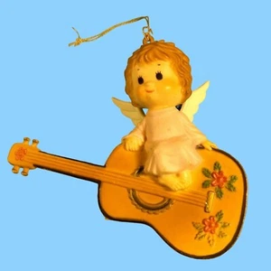 Angel On Guitar Christmas Ornament Vintage Hong Kong Musical Gift Musician - Picture 1 of 5