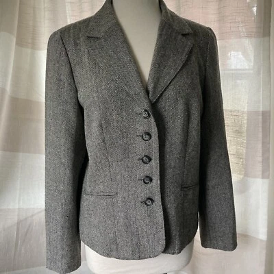 Blazer vintage STUDIO 1940 para mujer talla XL gris espiga mezcla de lana forrado PRÍSTINO Foto 1 de 4