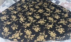 Women’s Black Maxi Skirt Gold Floral Print XL Boho Flowy Lightweight Unlined - Picture 1 of 6
