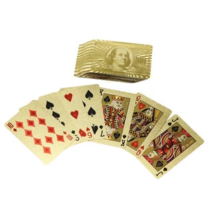 ROK Hardware 24K Gold Dollar Foil Style Plastic Poker Playing Cards Full Deck - Picture 1 of 6