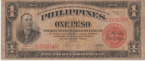 1941 PHILIPPINES (ONE PESO) TREASURY SILVER CERTIFICATE( SEAL RED)  - Picture 1 of 2