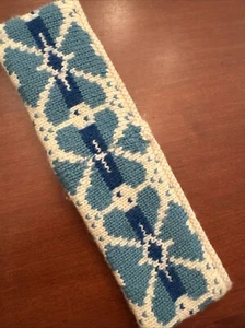 Vtg KD Hill GIRLS 100% Wool Headband Hinesburg VT Blue Nordic Flower Patterned - Picture 1 of 7