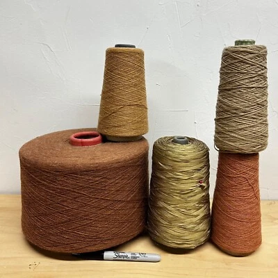 7+ libras LOTE de fibra mixta hilo sobre cono máquina tejer ganchillo tejido punto Foto 1 de 4