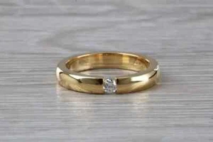 0.50Ct Round Cut Lab-Created Diamond Wedding Band Ring 14K Yellow Gold Plated - Picture 1 of 6