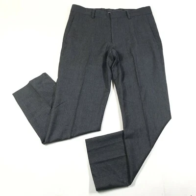 Теория Workwear карьера брюки женщин 31 серый уголь в тонкую полоску шерсти сужающийся - Изображение 1 из 4