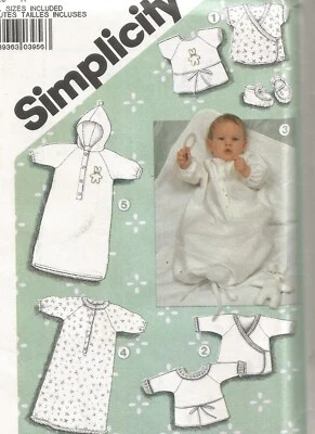 8539 Simplicity Sewing Pattern UNCUT Baby Bunting Booties Gown Infants Vtg 1980s - Image 1 of 4