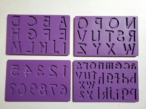 Set of 4 Wilton Fondant and Gum Paste Silicone Molds Letters and Numbers - Picture 1 of 6