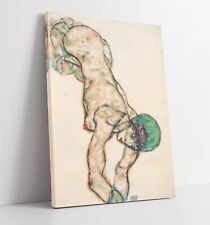 EGON SCHIELE, FEMALE NUDE WITH A GREEN HOOD -CANVAS WALL ART ARTWORK PRINT