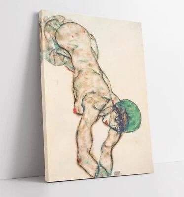 EGON SCHIELE, MUJER DESNUDA CON CAPUCHA VERDE - LONA PARED ARTE IMPRESIÓN DE ARTE Foto 1 de 2