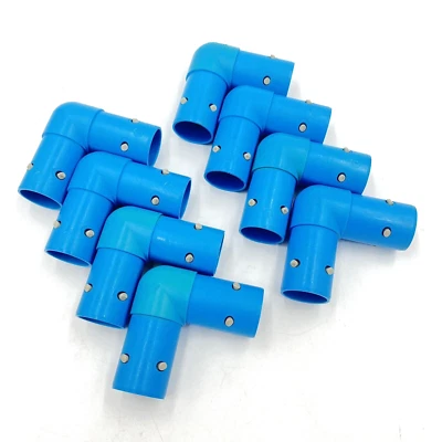 Vintage Playskool Pipeworks Blue Elbow Joints Lot 8 connector pieces OEM - Image 1 of 4