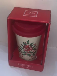 Lenox Holiday Holly Berry Travel Mug Silicone Lid Comfort & Joy NEW - Picture 1 of 9