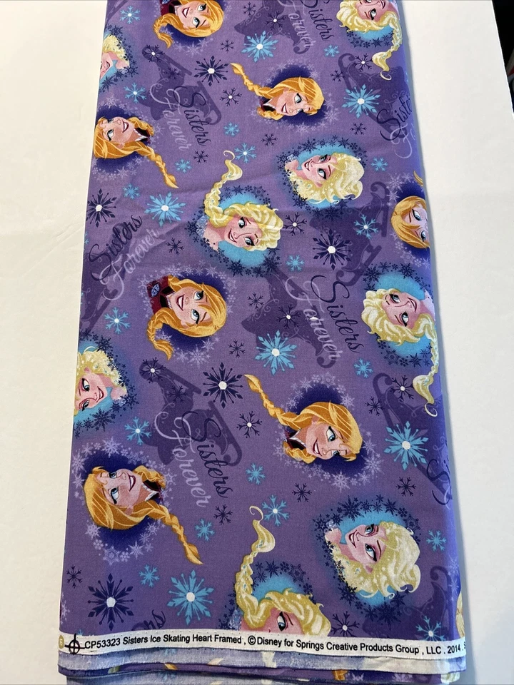 Purple Frozen Sisters Ice Skating Heart Frame by Springs Creative 4 Yds X 44” - Image 1 of 3