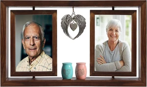 Revolve Photo Frame Memorial Cremation Urn for Two and Dual Mini Urns Set,Urn fo - Picture 1 of 12
