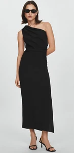 MNG MANGO "Naty" One Shoulder Black Evening Dress MANGO Size M New RRP $138 - Picture 1 of 10