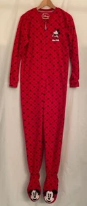 DISNEY Fleece MICKEY Footie Pajamas - SIZE Mens S/M sleepwear kids ONE PIECE PJs - Picture 1 of 6
