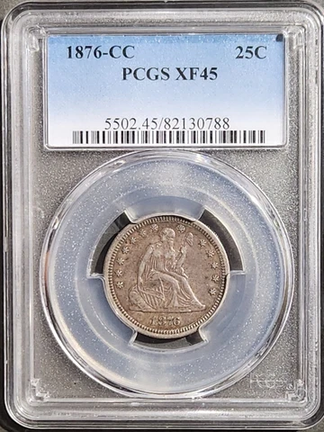 1876 CC Seated Liberty Quarter Dollar PCGS XF45 25C Carson City Cover