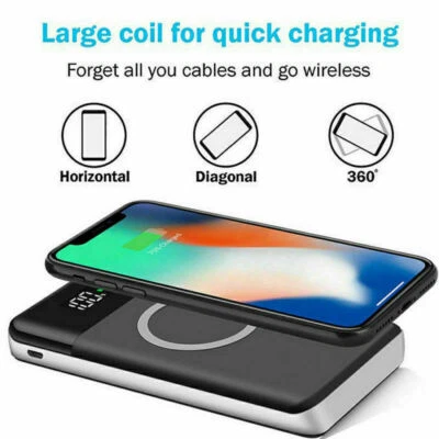 Qi Wireless Power Bank 10000mAh Backup Portable Charger External Battery Backup - Image 1 of 3