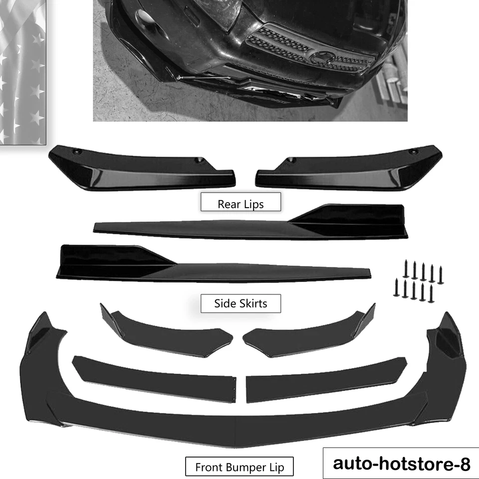 Kit de carrocería de alerón inferior divisor de labios parachoques delantero negro brillante para Toyota Sienna Foto 1 de 4