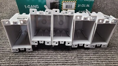 Lot of 5 EZ21SO Pvc Old Work 1 Gang, Cantex Industries, Single Outlet Box