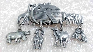 Vintage pewter Noha's ark vintage Brooch Signed J J Jonette Jewlry Company. - Picture 1 of 9