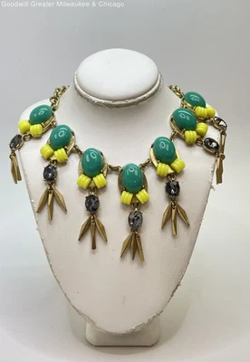 Collar de diamantes de imitación tono amarillo neón y turquesa de diseñador J.Crew 80,3 g Foto 1 de 4