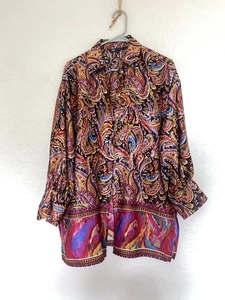 Zara Damen Oversize Paisley 3/4 Arm Knopfleiste Satin Finish Mehrfarbig Gr. S - Bild 1 von 8