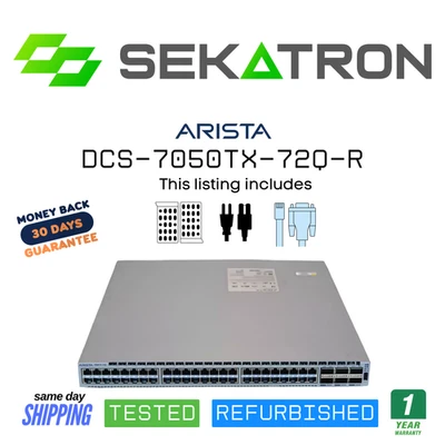♻️ Arista DCS-7050TX-72Q-R 48-Port Data Center Switch ⚡Fast Shipping - Image 1 of 2