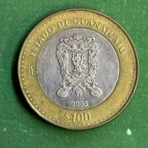 2005 MEXICO GUANAJUATO FASE 1 BIMETALLIC 1/2 OZ SILVER XF - Picture 1 of 2