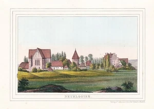 Neukloster panoramic view Mecklenburg-Western Pomerania lithograph Lisch - Picture 1 of 1