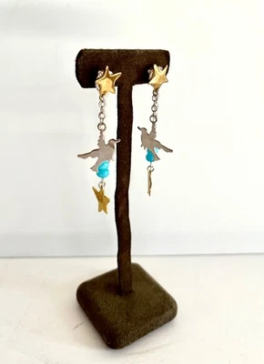 Robert Lee Morris Andy Warhol Sterling  Star/Dove Drop 2 In 1  Earrings - Image 1 of 4