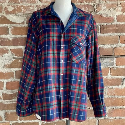 Vintage Pendleton Lobo Virgin Wool Flannel Plaid Shirt Men’s XL Elbow Patches - Image 1 of 4