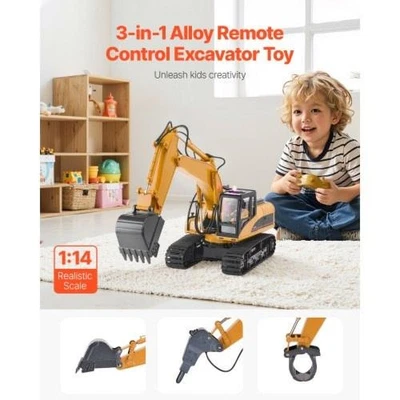 Remote Control Excavator Toy 15 Channel 3 in 1 Remote Control Digger with Metal - Image 1 of 4