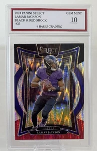 2024 Panini Select Lamar Jackson Red & Black Shock Prizm #35 Ravens Gem Mint 10! - Picture 1 of 1