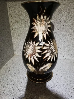 Scheurich Keramik Bodenvase Schwarz Gold 60er Jahre Vintage 34cm,Ø14cm 215/33 - Bild 1 von 3