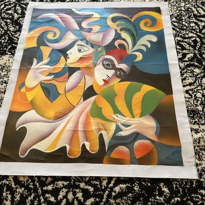 Large Acrylic on Canvas Painting- Clowns - Image 1 of 4