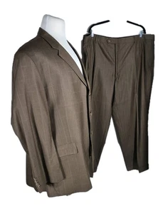 Mazzoni Mens 52R 48W Brown Color Poly Rayon Suit S25 - Picture 1 of 24