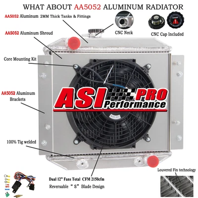 3 Rows Radiator Shroud Fan Kits For 1971-80 Ford Escort AT/MT 1979 1978 1977 - image 1 of 4