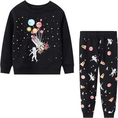 Tuta Sportiva Ragazzo Cotone Bambini Abbigliamento Sportivo Manica Lunga Maglier - Immagine 1 di 4