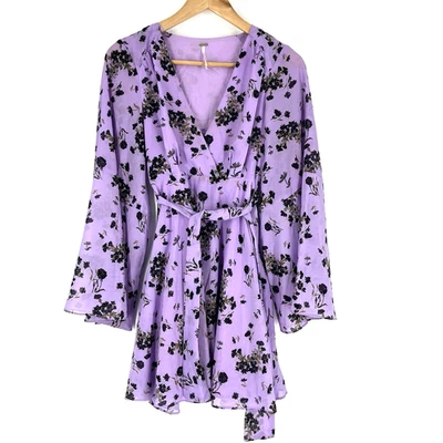 Mini Vestido Free People Lilou Talla XS Mujer Lila Festival Boho Hada Floral Foto 1 de 4
