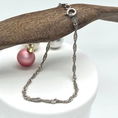 FAS 925 Sterling Silver Twisted Link Chain Bracelet, 7" - Image 1 of 4