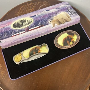 Vintage Wilderness Collection Stainless Knife & Belt Buckle New - Picture 1 of 4