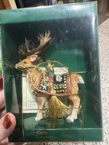 Fitz & Floyd Gregorian Reindeer Ceramic Christmas Ornament EUC Dated 2000 IOB - Picture 1 of 2
