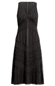 Lauren Ralph Lauren All Over Beaded Black Sleeveless Cocktail Dress size 12 READ - Picture 1 of 19