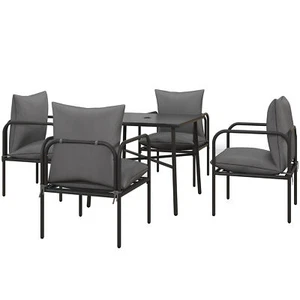 Outsunny Set da Giardino 5pz in Acciaio con 4 Sedie e Tavolo Grigio - Foto 1 di 10