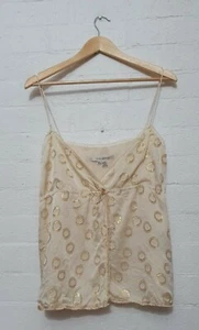 ZARA WOMAN Label Womens Vream Gold Cute Cami Drawstring Blouse Top, Size EUR L - Picture 1 of 8